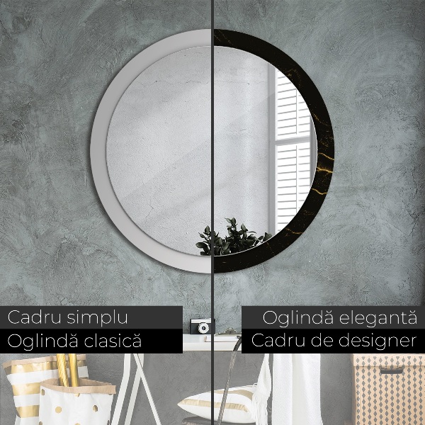 Round decorative mirror Black marble