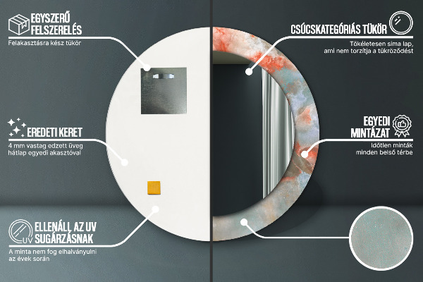 Round wall mirror decor Onyx marbles