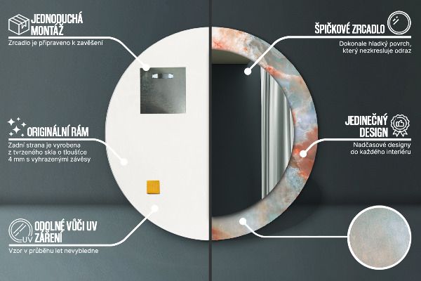 Round wall mirror decor Onyx marbles