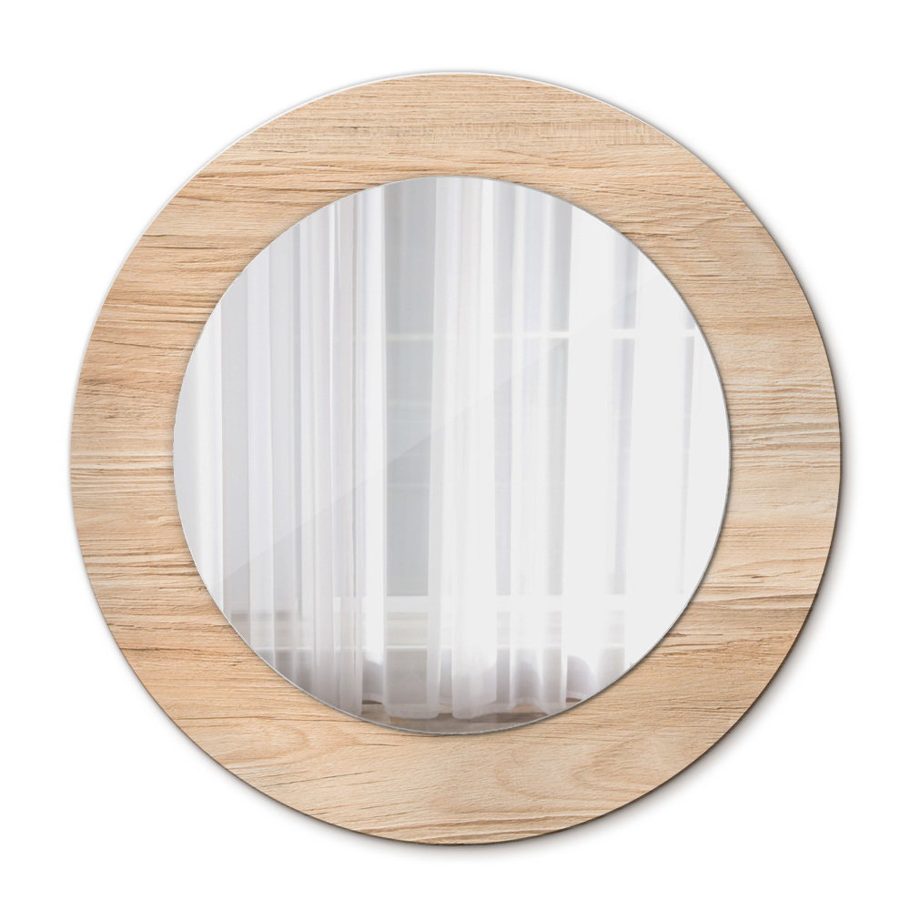 Round wall mirror decor Wood texture