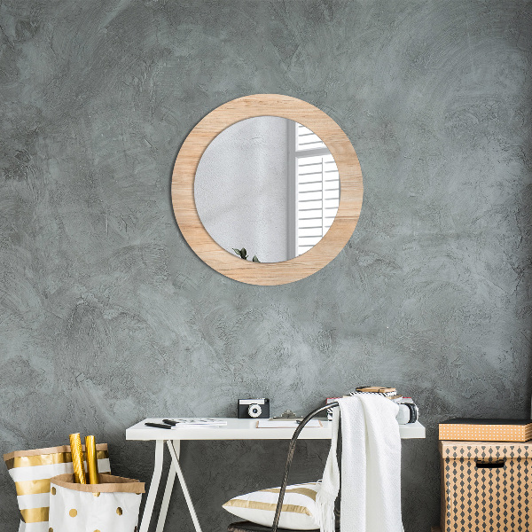 Round wall mirror decor Wood texture