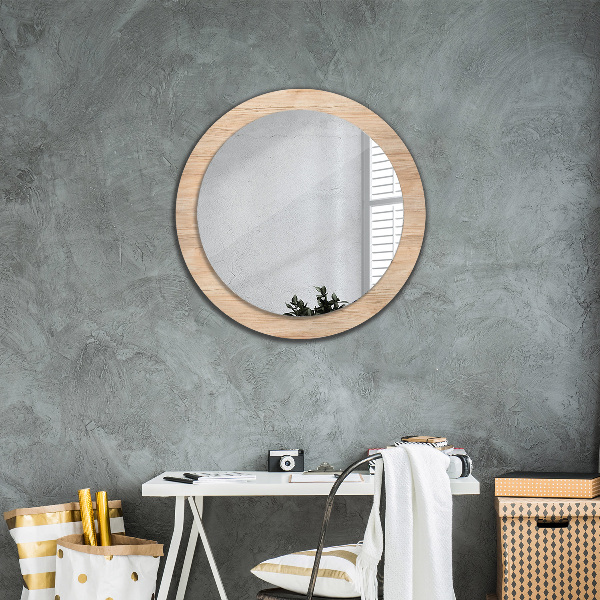 Round wall mirror decor Wood texture