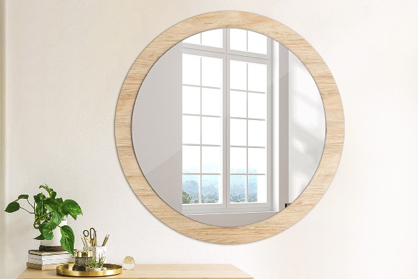 Round wall mirror decor Wood texture