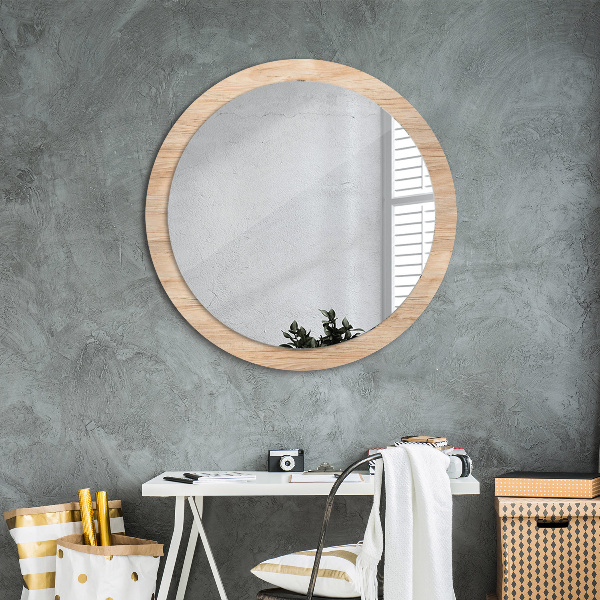Round wall mirror decor Wood texture