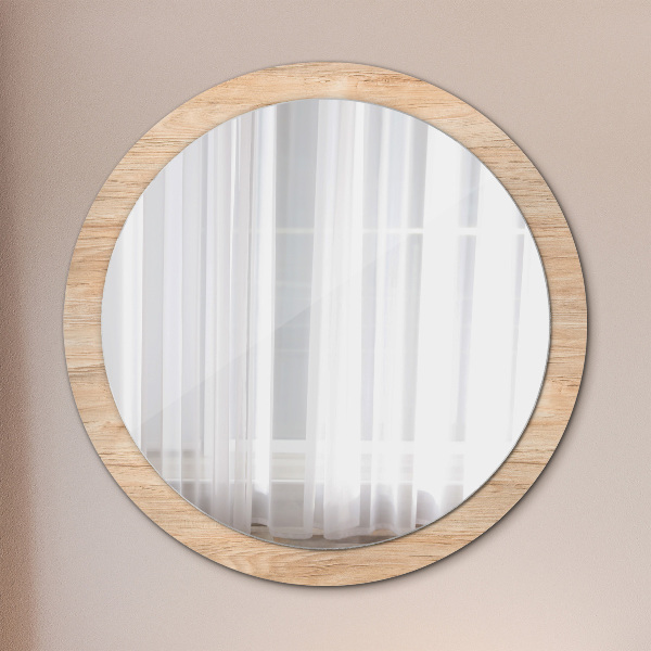 Round wall mirror decor Wood texture