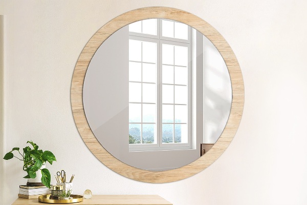 Round wall mirror decor Wood texture