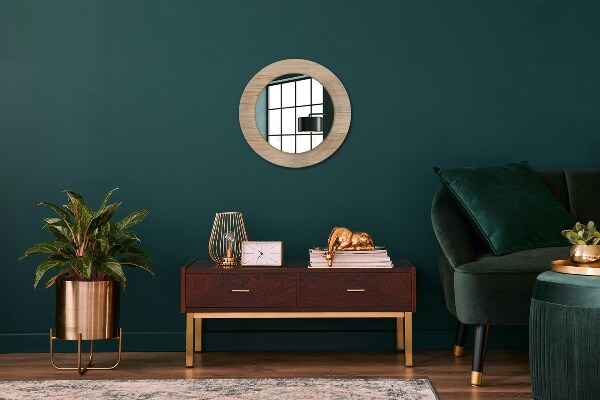 Round wall mirror decor Wood texture
