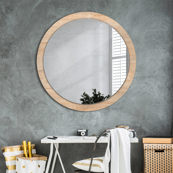 Round wall mirror decor Wood texture
