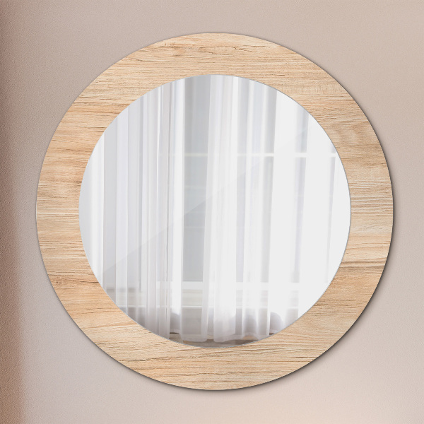 Round wall mirror decor Wood texture