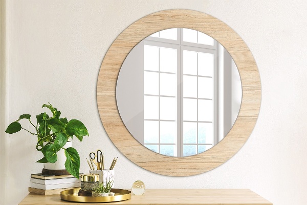 Round wall mirror decor Wood texture
