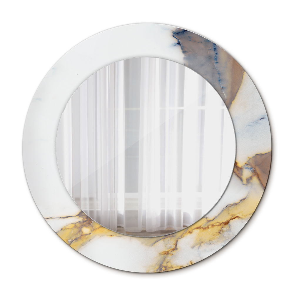 Round wall mirror decor White marble