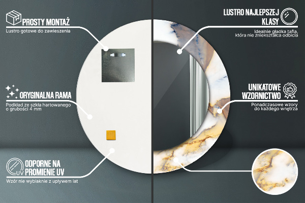 Round wall mirror decor White marble