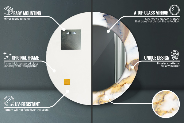 Round wall mirror decor White marble