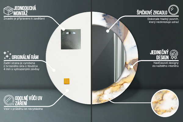 Round wall mirror decor White marble