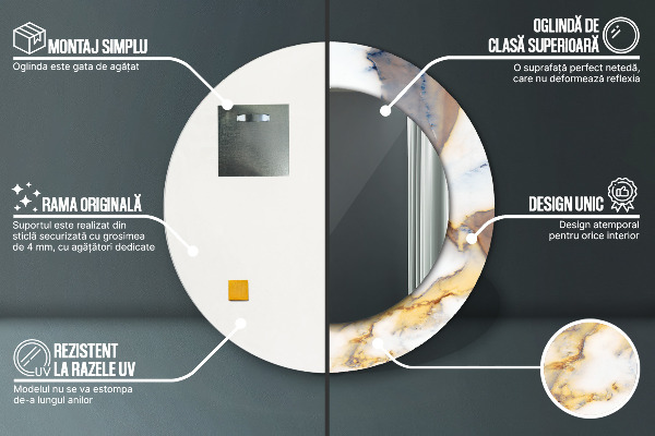 Round wall mirror decor White marble