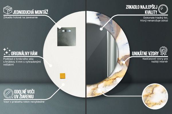 Round wall mirror decor White marble