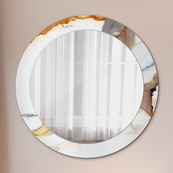 Round wall mirror decor White marble