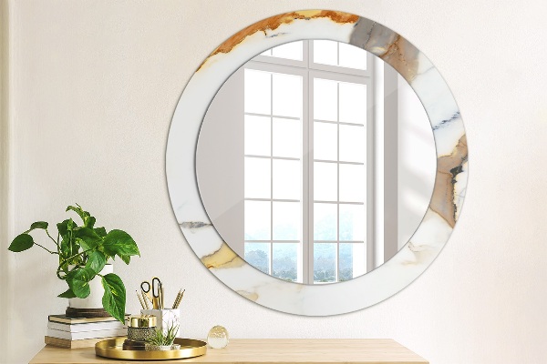 Round wall mirror decor White marble