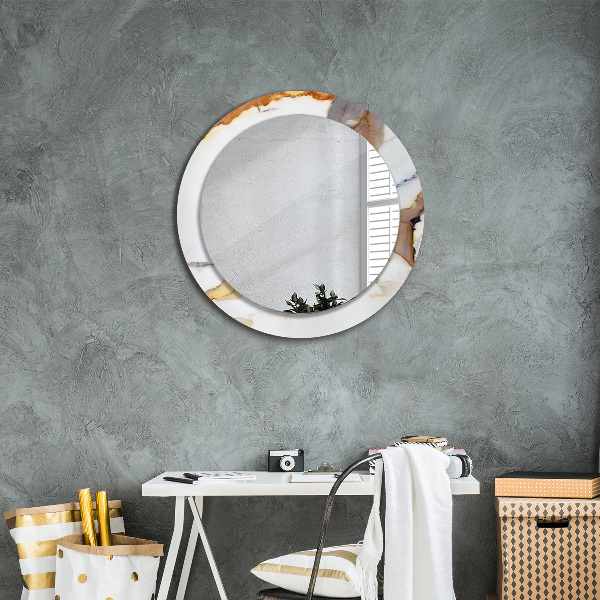 Round wall mirror decor White marble