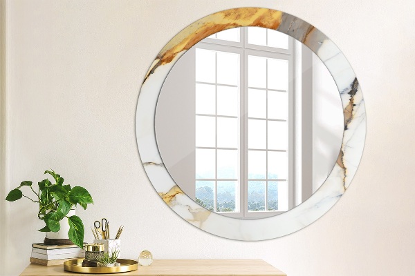 Round wall mirror decor White marble