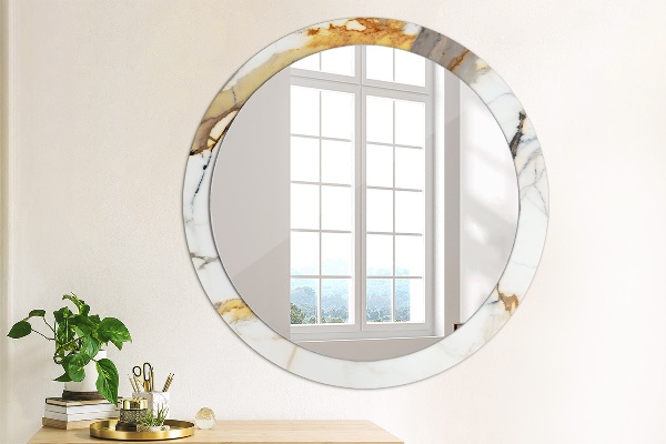 Round wall mirror decor White marble