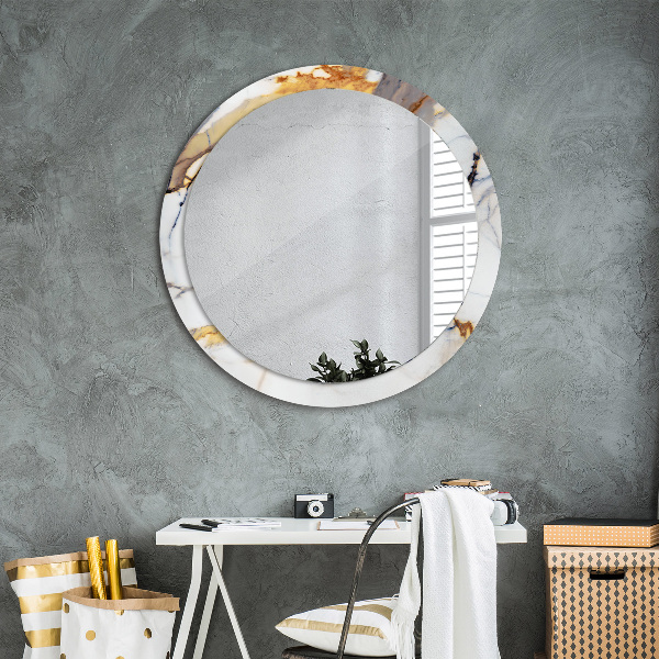 Round wall mirror decor White marble