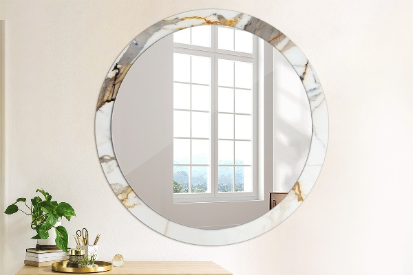 Round wall mirror decor White marble