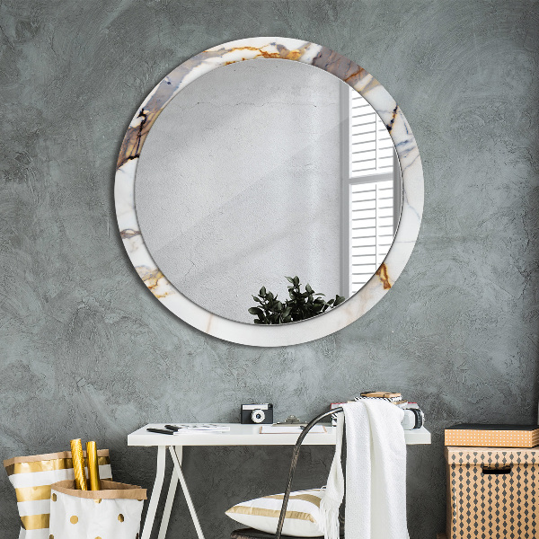 Round wall mirror decor White marble