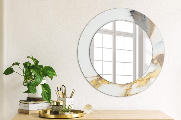Round wall mirror decor White marble