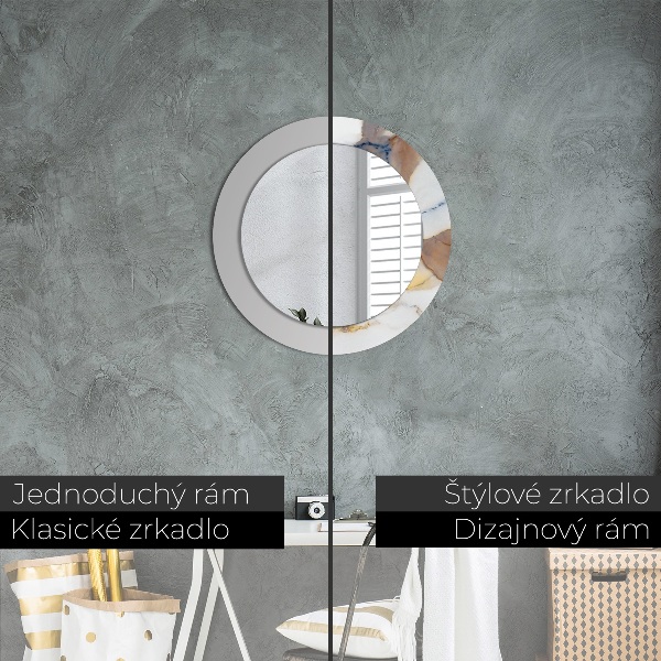 Round wall mirror decor White marble