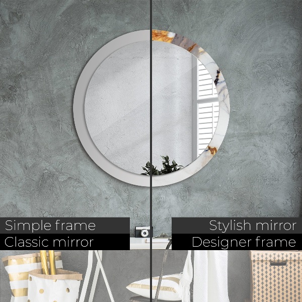 Round wall mirror decor White marble