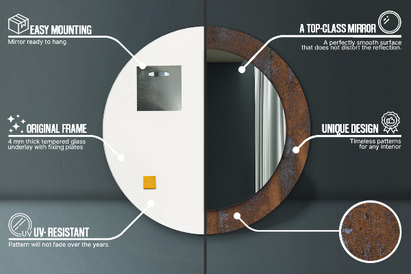 Round wall mirror decor Metallic rustic