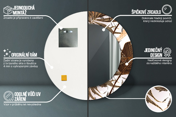 Round mirror frame with print Palm leaves