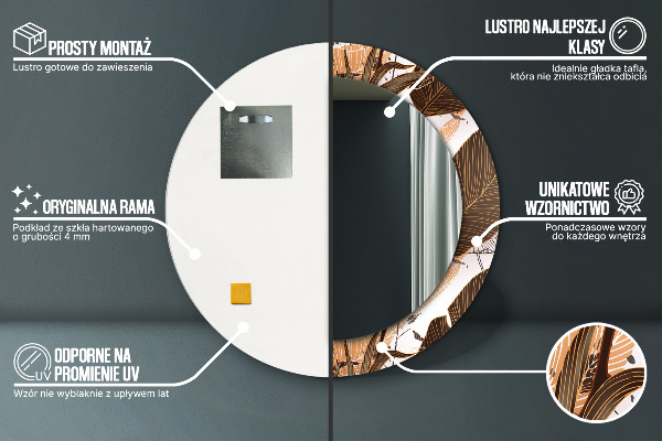 Round mirror frame with print Palm leaves