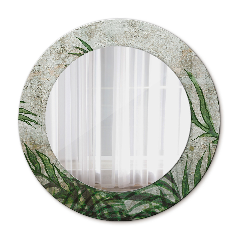 Round mirror frame with print Fern leaves
