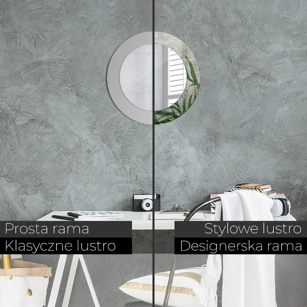 Round mirror frame with print Fern leaves