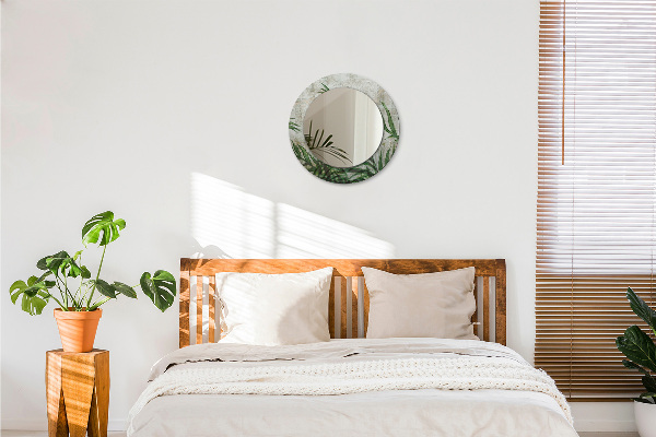 Round mirror frame with print Fern leaves