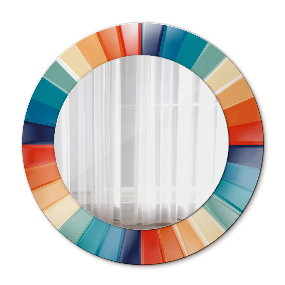 Round mirror frame with print Radial concentric belts