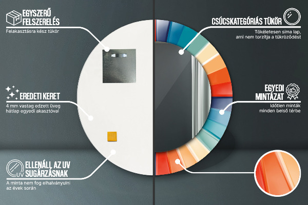 Round mirror frame with print Radial concentric belts