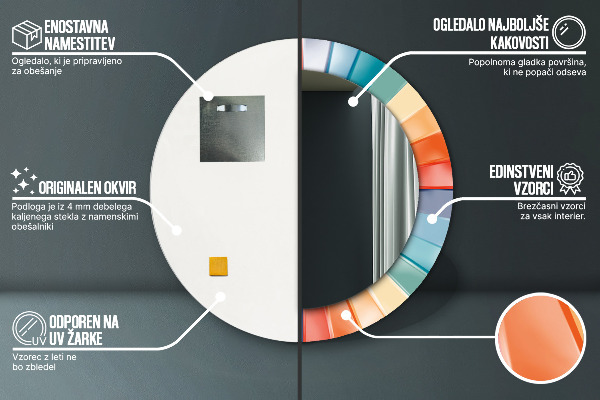 Round mirror frame with print Radial concentric belts