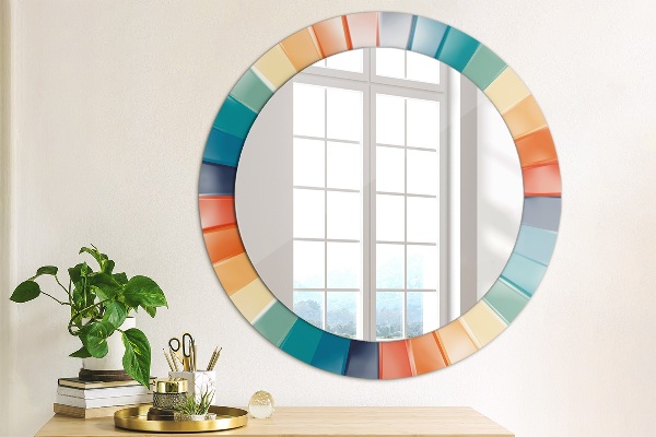 Round mirror frame with print Radial concentric belts
