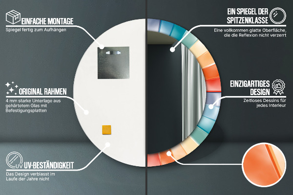 Round mirror frame with print Radial concentric belts