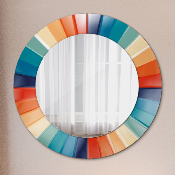 Round mirror frame with print Radial concentric belts