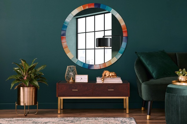 Round mirror frame with print Radial concentric belts