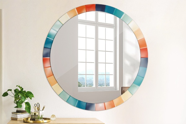 Round mirror frame with print Radial concentric belts