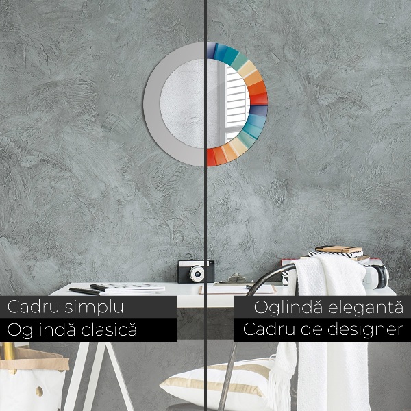 Round mirror frame with print Radial concentric belts