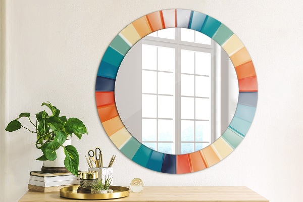 Round mirror frame with print Radial concentric belts