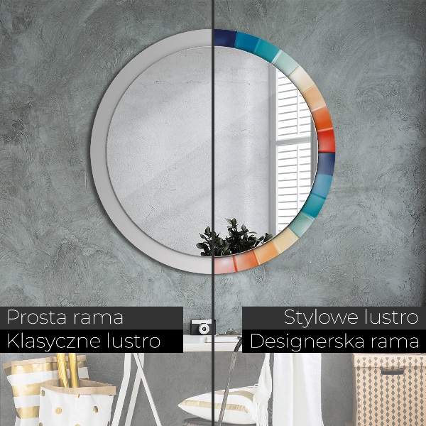 Round mirror frame with print Radial concentric belts