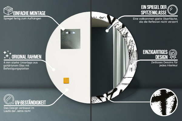 Round wall mirror decor Graffiti pattern