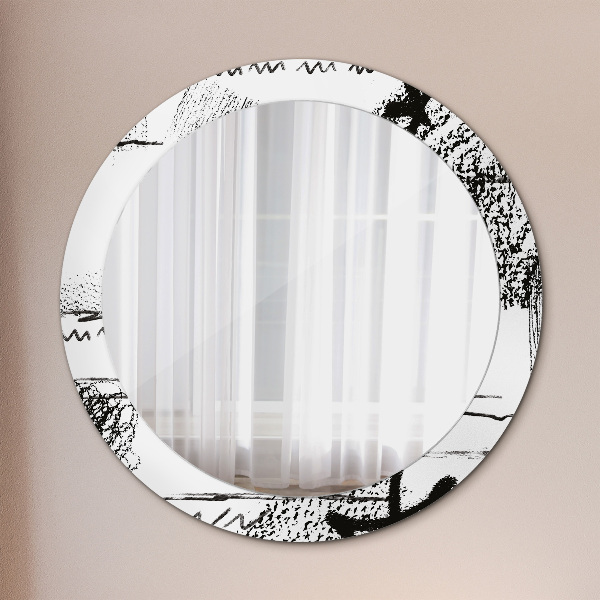 Round wall mirror decor Graffiti pattern